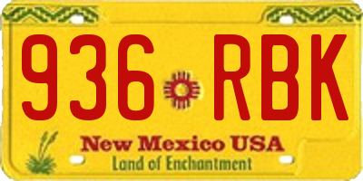 NM license plate 936RBK