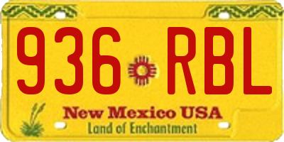 NM license plate 936RBL