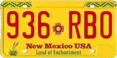 NM license plate 936RBO