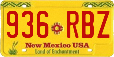 NM license plate 936RBZ