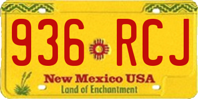 NM license plate 936RCJ