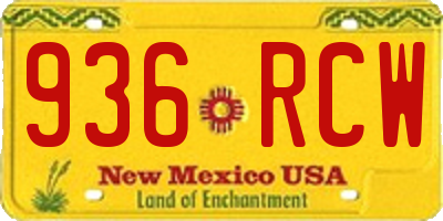 NM license plate 936RCW