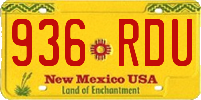 NM license plate 936RDU