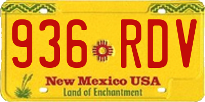 NM license plate 936RDV