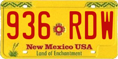 NM license plate 936RDW