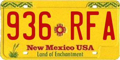 NM license plate 936RFA