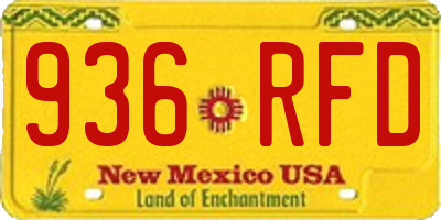 NM license plate 936RFD