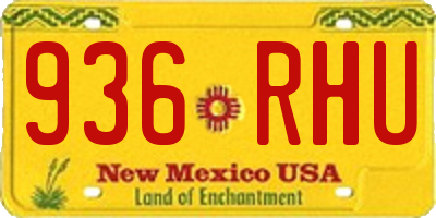 NM license plate 936RHU