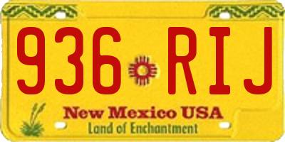 NM license plate 936RIJ