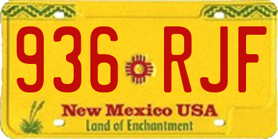 NM license plate 936RJF