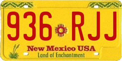 NM license plate 936RJJ
