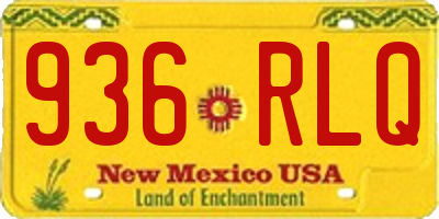 NM license plate 936RLQ