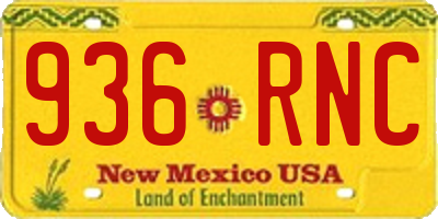 NM license plate 936RNC