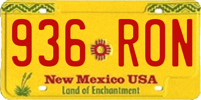 NM license plate 936RON