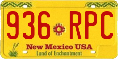 NM license plate 936RPC