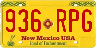 NM license plate 936RPG