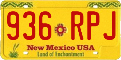 NM license plate 936RPJ