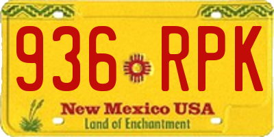 NM license plate 936RPK