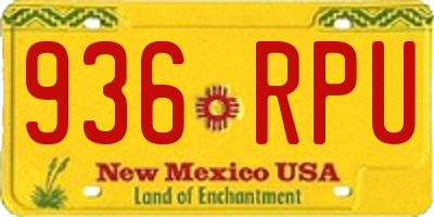 NM license plate 936RPU