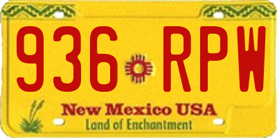 NM license plate 936RPW