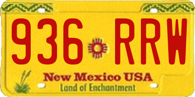 NM license plate 936RRW