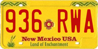 NM license plate 936RWA