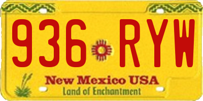 NM license plate 936RYW
