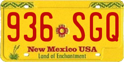 NM license plate 936SGQ