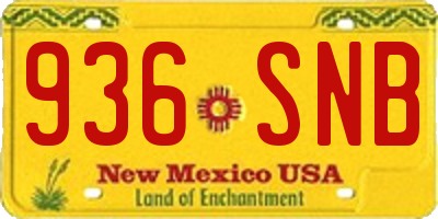 NM license plate 936SNB