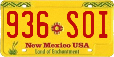 NM license plate 936SOI