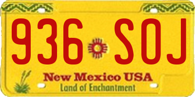 NM license plate 936SOJ