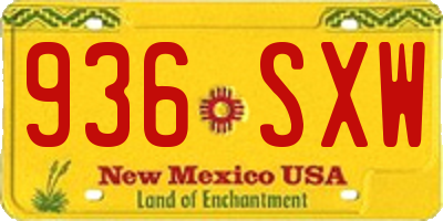 NM license plate 936SXW