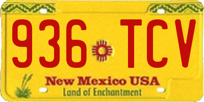 NM license plate 936TCV