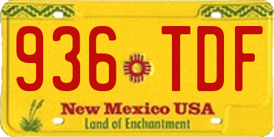 NM license plate 936TDF
