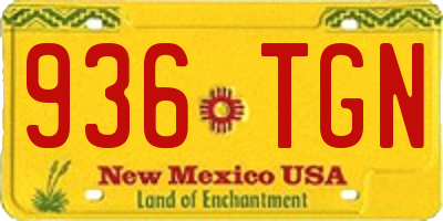 NM license plate 936TGN