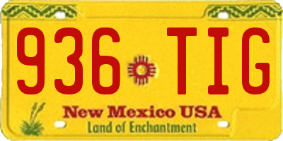NM license plate 936TIG