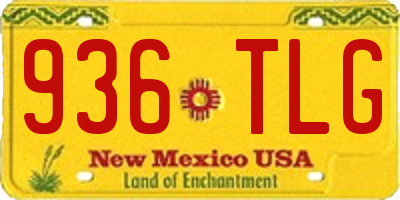 NM license plate 936TLG