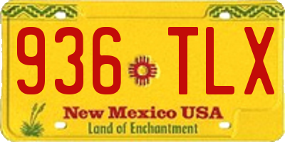 NM license plate 936TLX