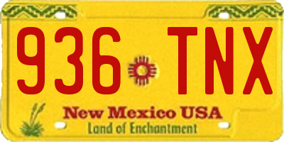 NM license plate 936TNX