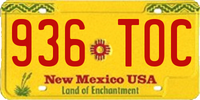 NM license plate 936TOC