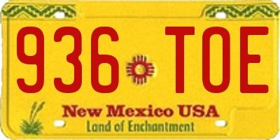 NM license plate 936TOE