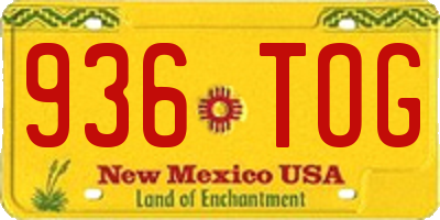 NM license plate 936TOG