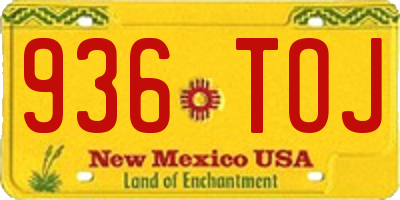 NM license plate 936TOJ