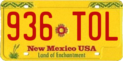 NM license plate 936TOL