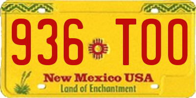 NM license plate 936TOO