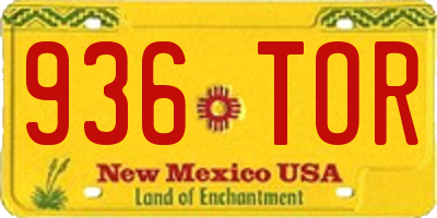 NM license plate 936TOR