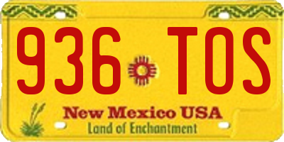 NM license plate 936TOS