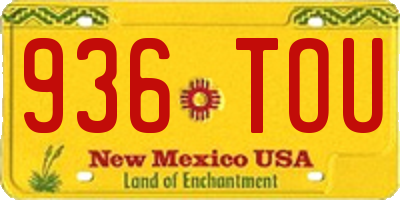 NM license plate 936TOU