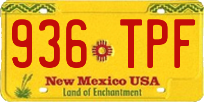 NM license plate 936TPF