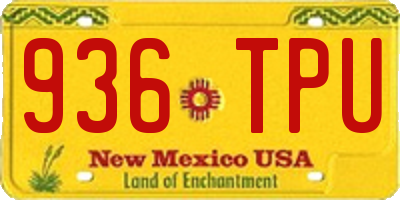 NM license plate 936TPU